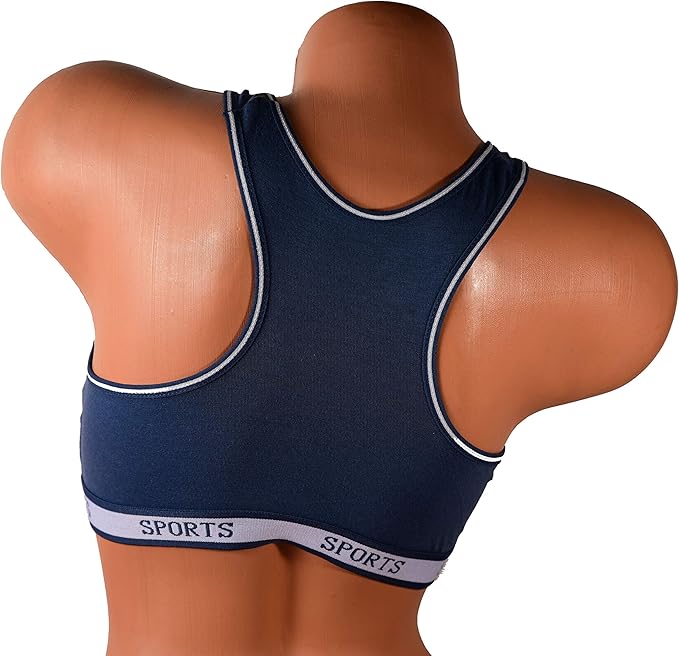 Plus Size Wire Free Gym Light Padded Raceback Cotton Sports Bra