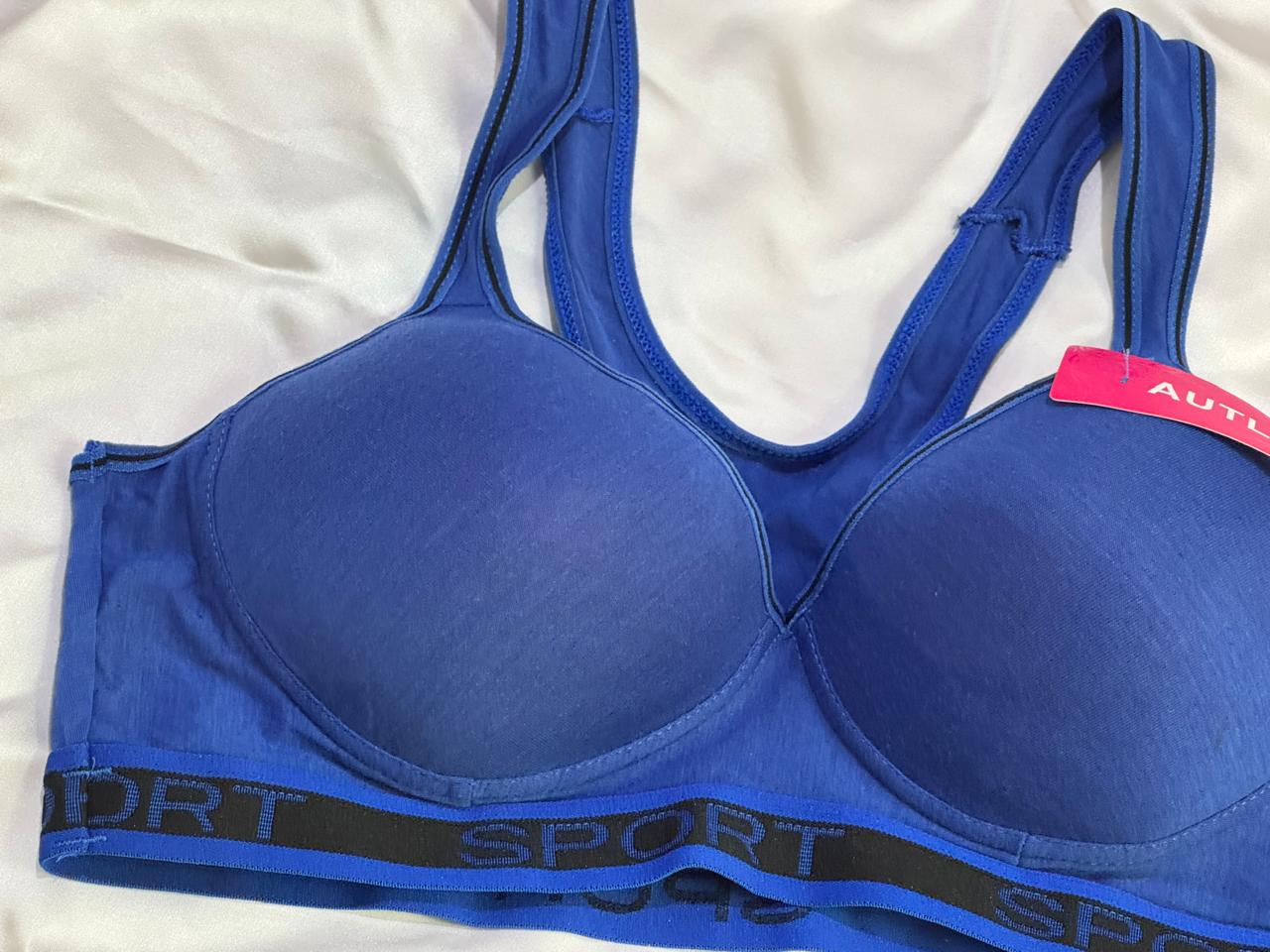Plus Size Wire Free Gym Light Padded Raceback Cotton Sports Bra