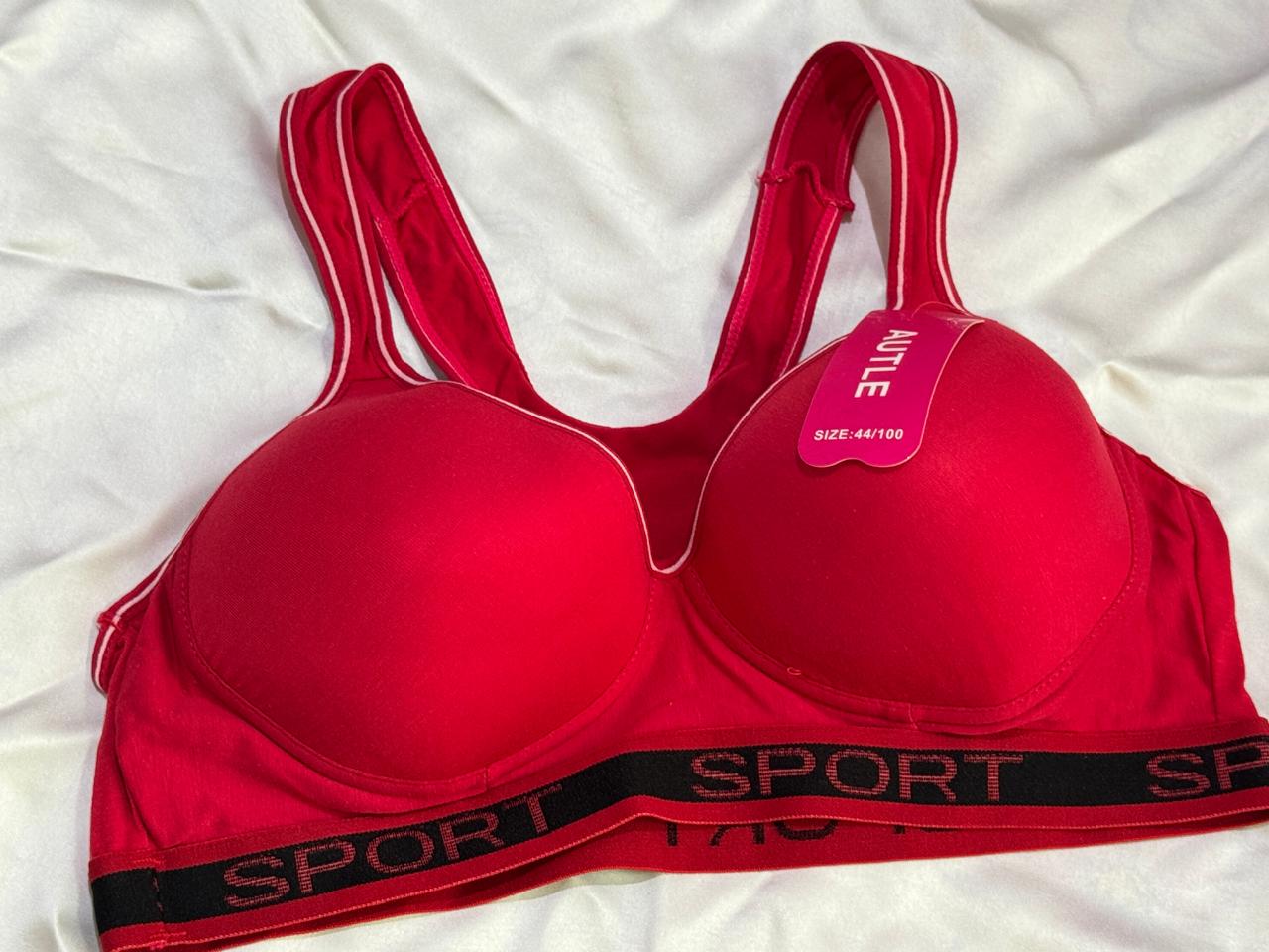 Plus Size Wire Free Gym Light Padded Raceback Cotton Sports Bra