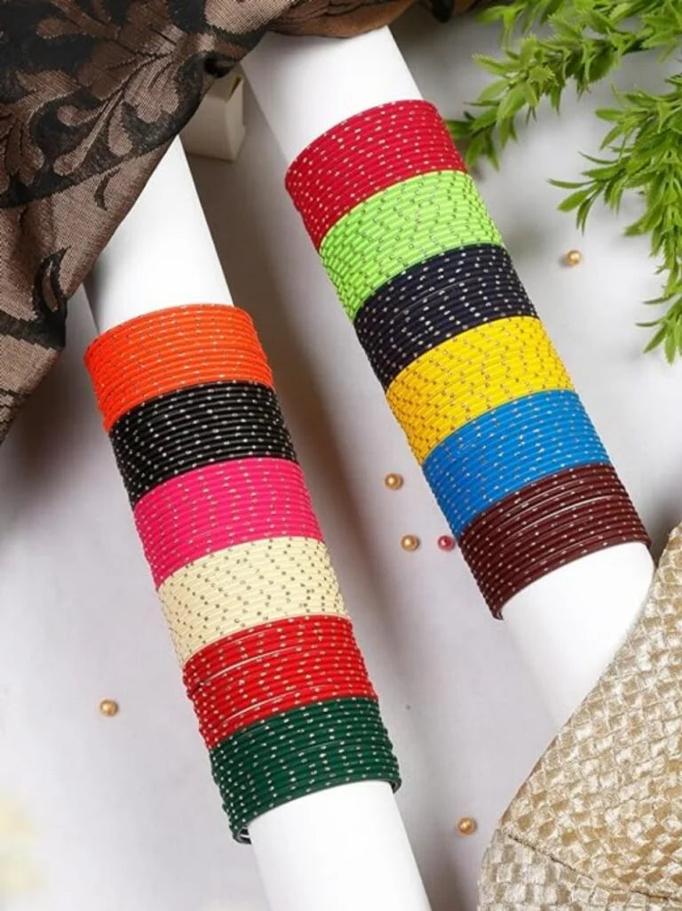 2 dozen Trendy metal matt golden dotted bangles for girls and women