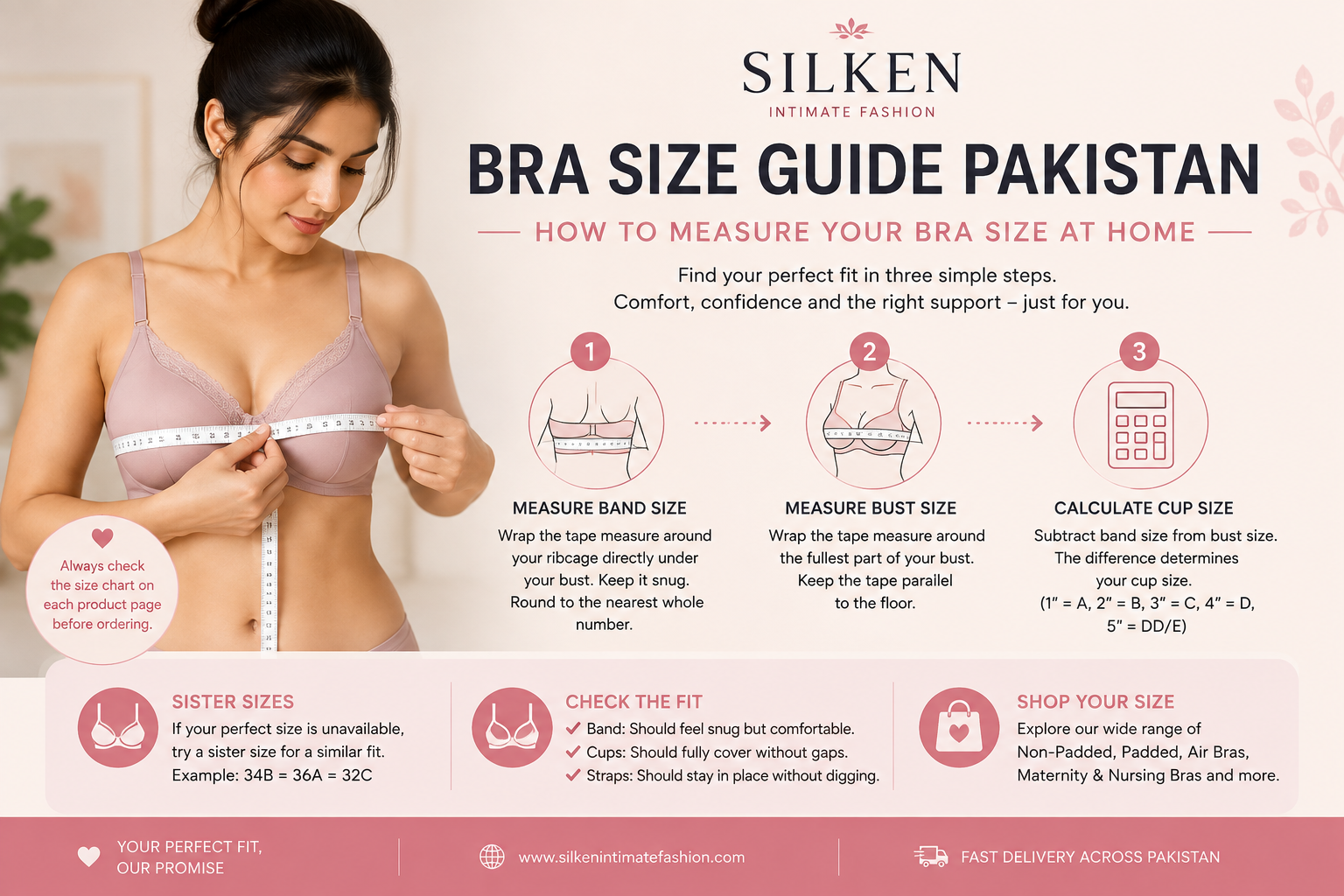 How to Measure Your Bra Size at Home | Bra Size Guide Pakistan