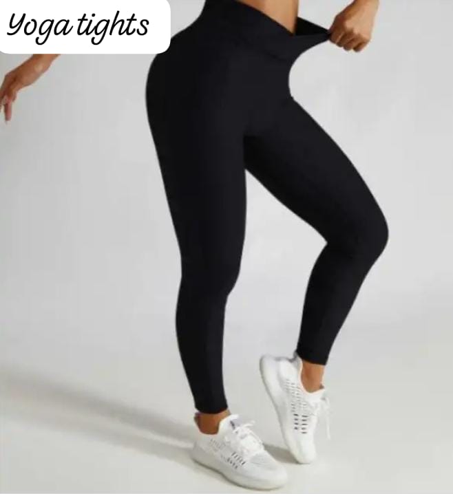 Women’s High Waist Yoga Tights – Stretchy Full Length Black Gym Leggings