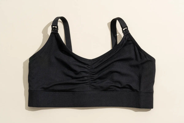 Soft Padded Black Front‑Open Nursing Bra for Mothers – Easy‑Feed, Wireless, Free‑Size