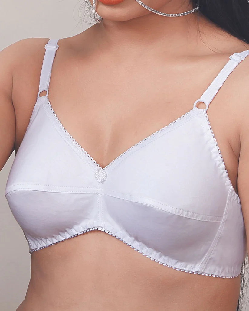 Cotton Full Coverage Non-Wired Bra – Soft Comfortable Daily Wear Bra Skin & Black (Sizes 32-42 B Cup)