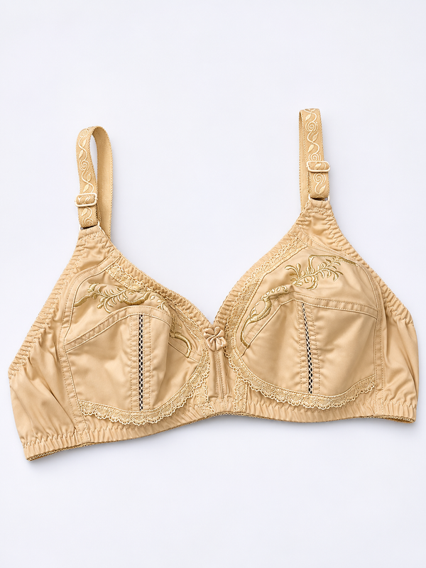 Pack of 1 & 2 Cotton Full Coverage Non-Wired Bras – Golden Beige | Sizes 32–50