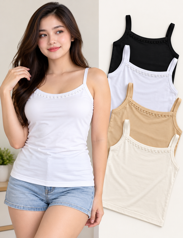 Pack of 3 Cotton Camisoles Soft Stretchable Women Innerwear Tank Tops S M L XL & XXL Pakistan