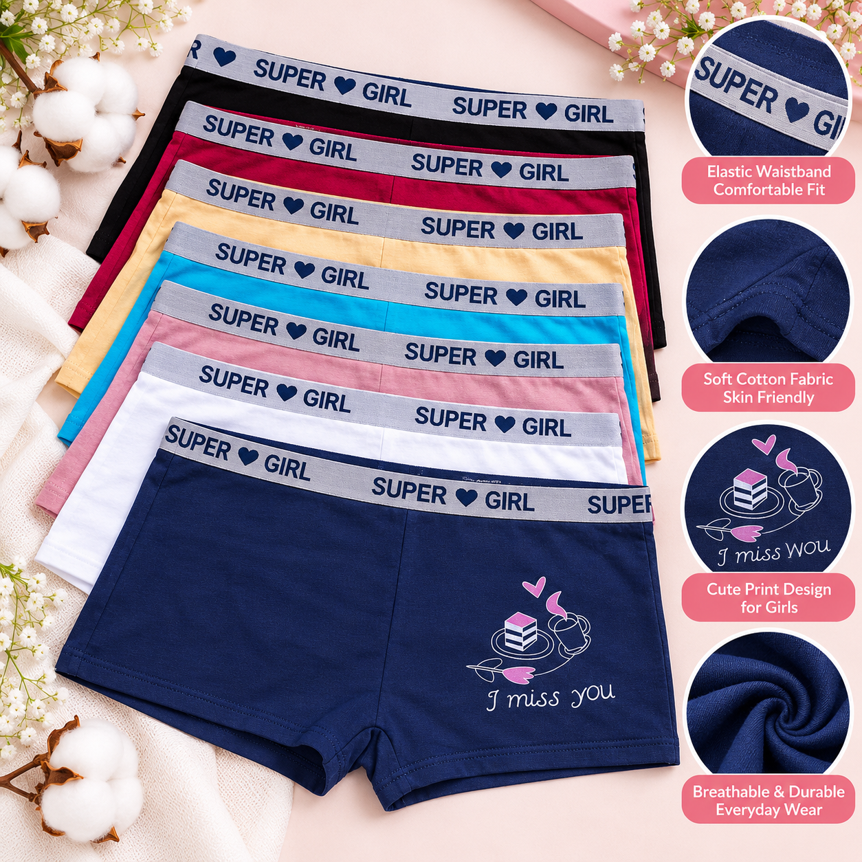 Teen Girls Cotton Boxer Panties – Pack of 2 | Small Size