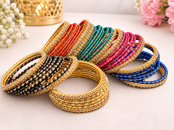 Handmade Silk Thread Bangles Set – Traditional & Elegant Jewelry