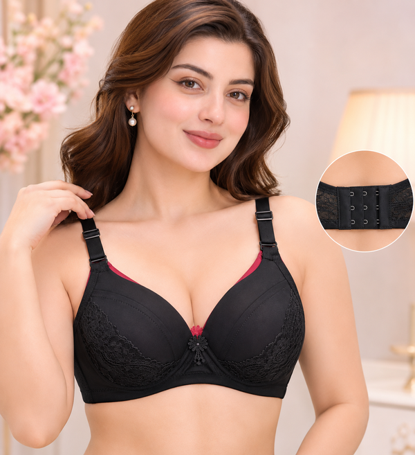 Pack of 2 Plus Size Padded Bras for Women – Full Coverage Wireless Comfort Bra – Random Designs & Colors (Size 44-52)