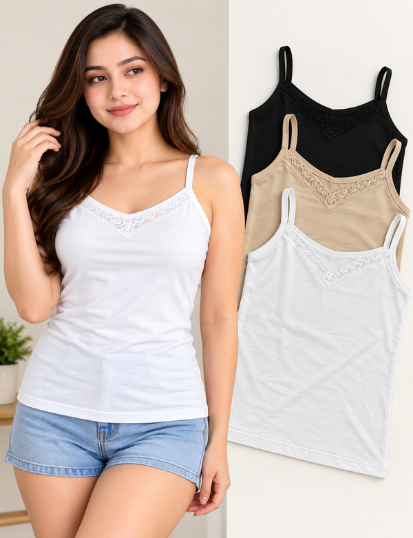 Cotton Camisoles for Women – Pack of 2 | Soft Stretchable Everyday Innerwear