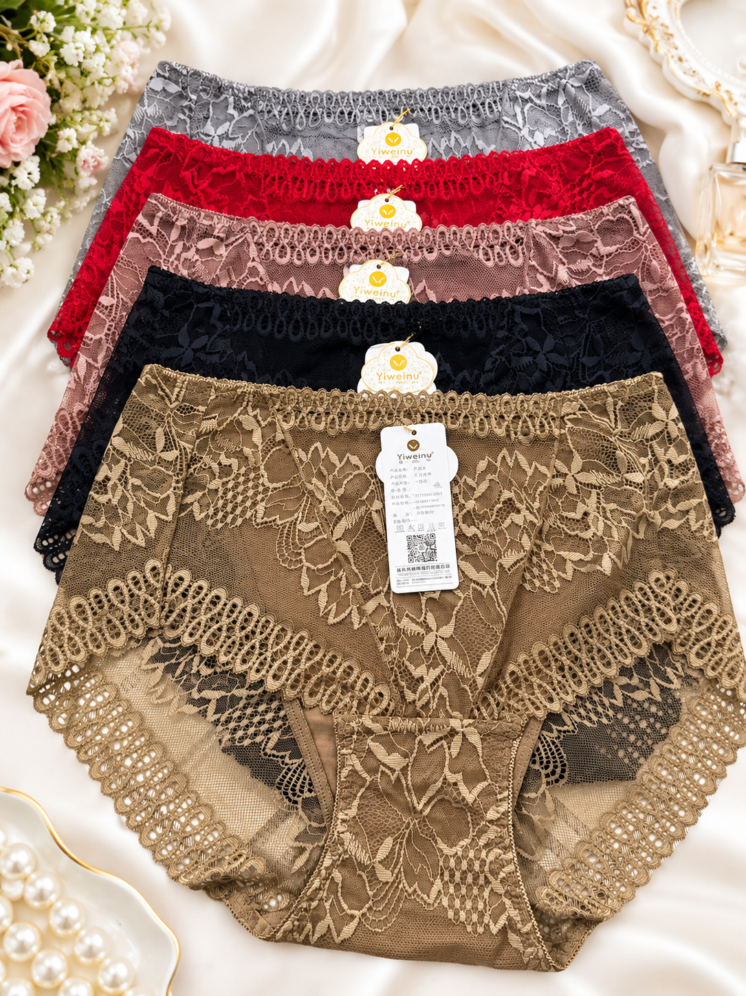 Pack of 2 Lace Net Panties – Large Size | Random Color Selection | Comfortable High Waist Design