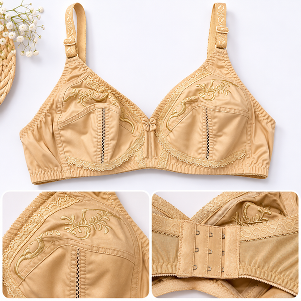 Pack of 1 & 2 Cotton Full Coverage Non-Wired Bras – Golden Beige | Sizes 32–50