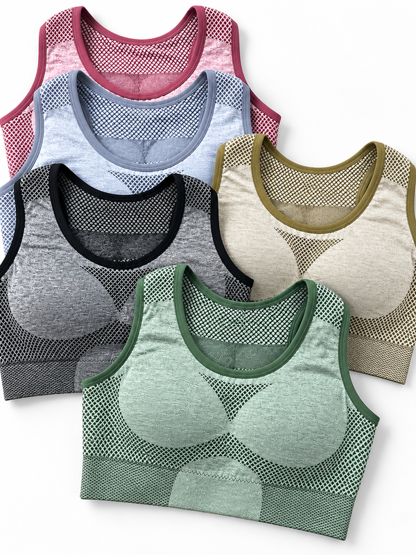 Women's Seamless Sports Bra – Breathable Mesh Comfort Bra | Free Size S–L