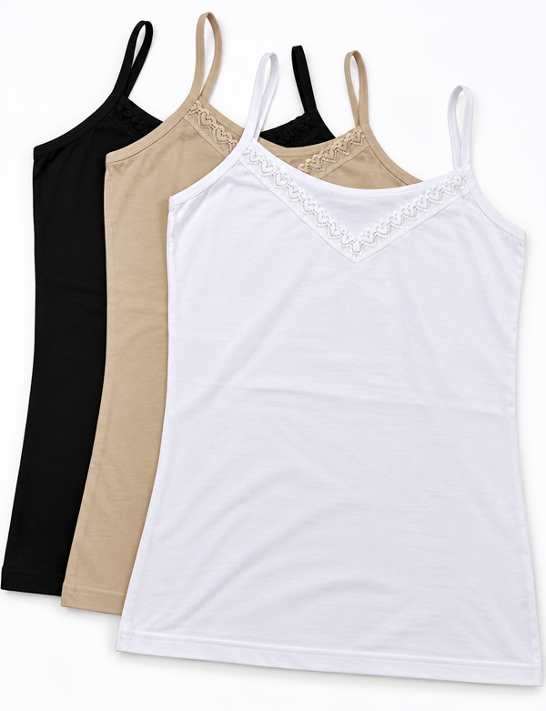 Cotton Camisoles for Women – Pack of 2 | Soft Stretchable Everyday Innerwear
