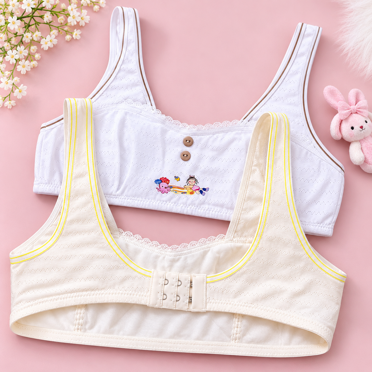 Pack of 2 Girls Cotton Training Bras – Soft Comfortable Fit | Sizes 32–36