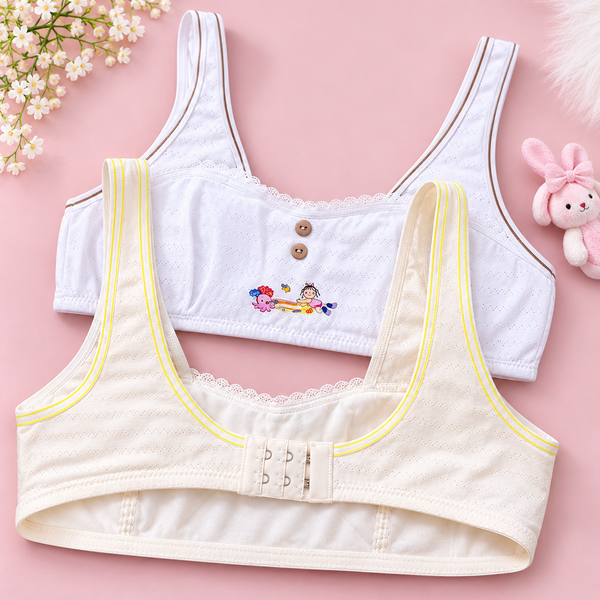 Pack of 2 Girls Cotton Training Bras – Soft Comfortable Fit | Sizes 32–36