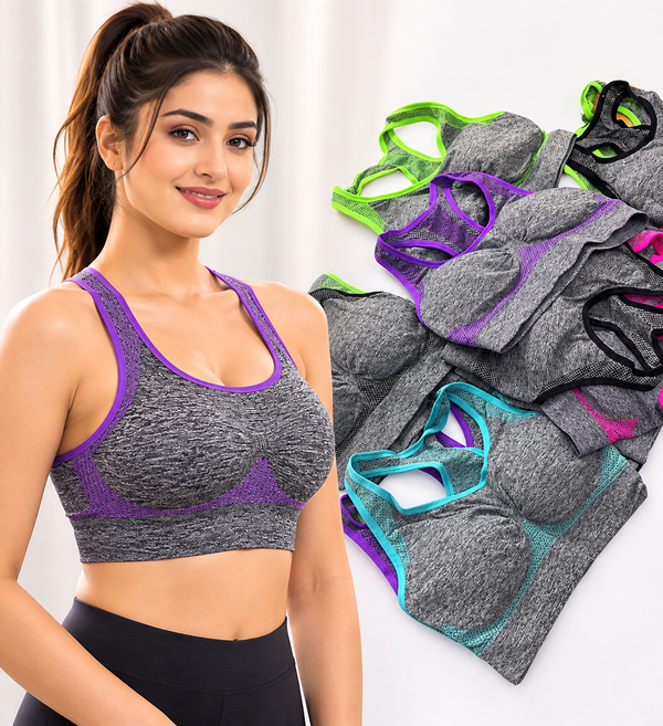 Sports Bra with Removable Pads – Free Size (34–42) | Comfortable & Supportive