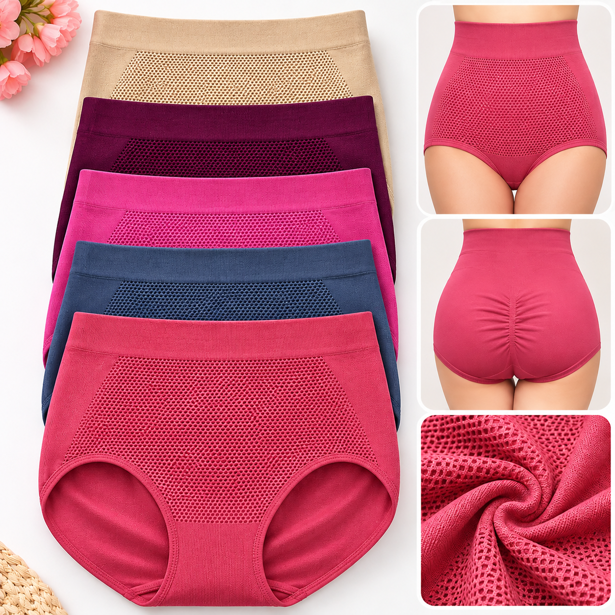 High Waist Tummy Control Panty for Women – Seamless Slimming Shapewear Breathable Comfort (Free Size)