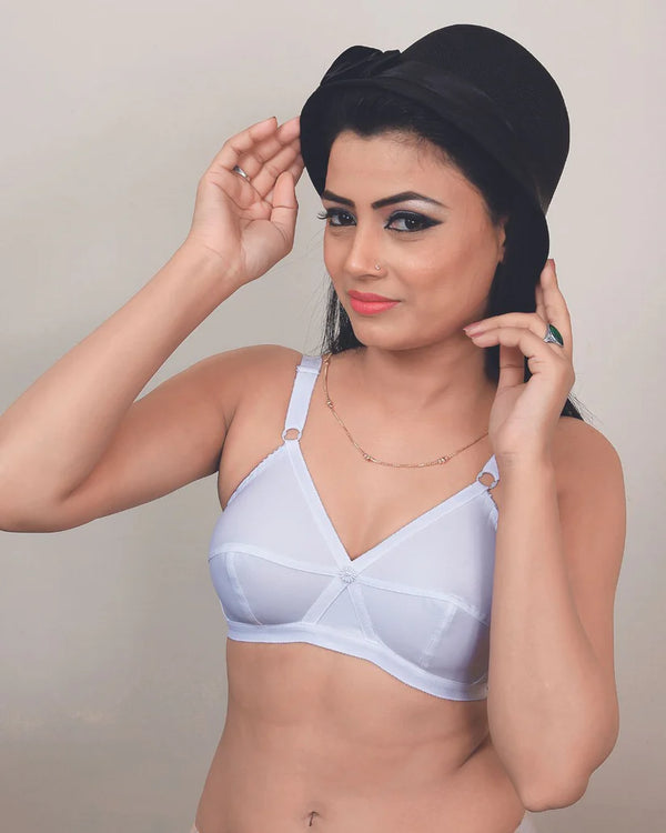 Silken J. Lily Supportive Nylon Bra – Breathable Comfort (Black, Beige, White)