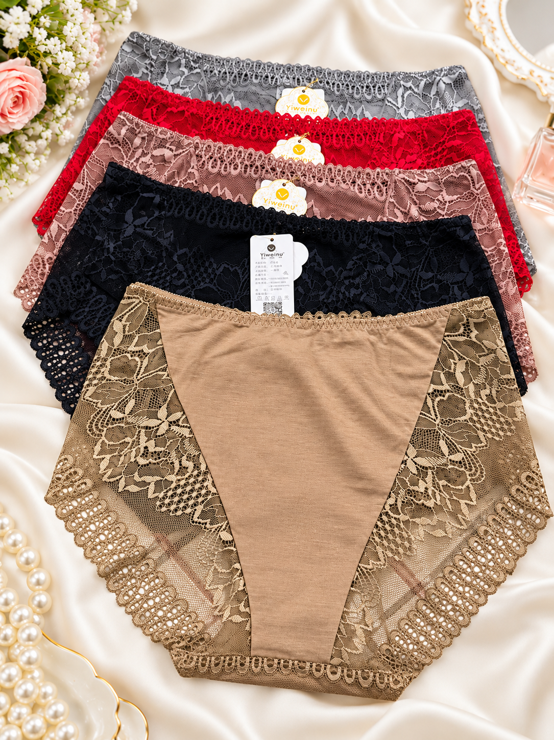 Pack of 2 Lace Net Panties – Large Size | Random Color Selection | Comfortable High Waist Design