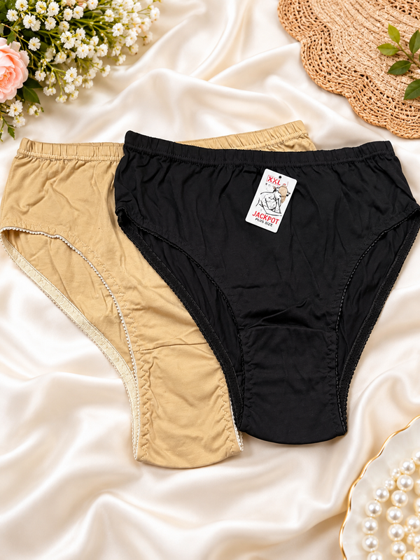 Pack of 2 Plus-Size Cotton Briefs –2xl- 3XL | Skin & Black | Soft & Comfortable Daily Underwear