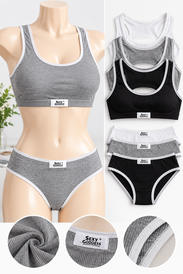 Teen Girls Ribbed Sports Bra | Comfortable Stretch Training Bra | Size 28–32