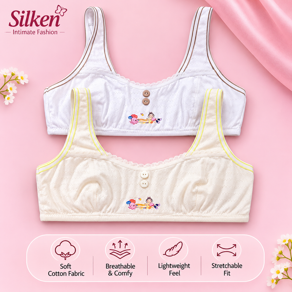 Pack of 2 Girls Cotton Training Bras – Soft Comfortable Fit | Sizes 32–36