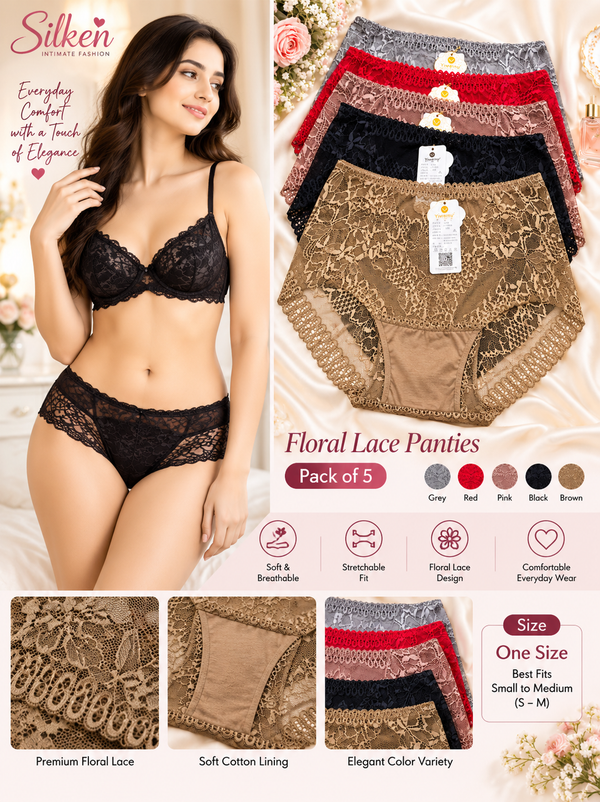 Pack of 2 Lace Net Panties – Large Size | Random Color Selection | Comfortable High Waist Design