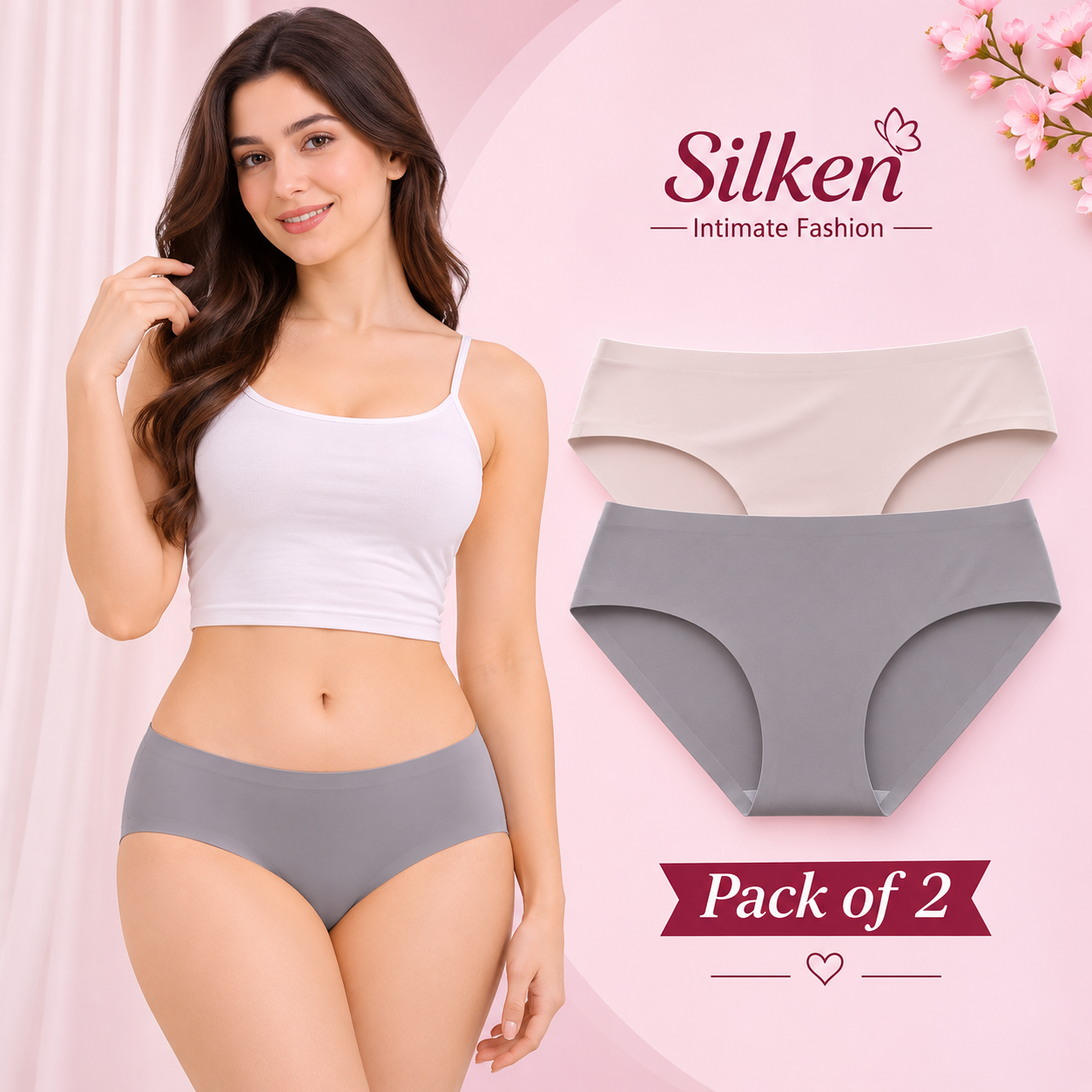 Pack of 2 Women's Seamless Panties – Soft Stretchable Briefs | M, L, XL