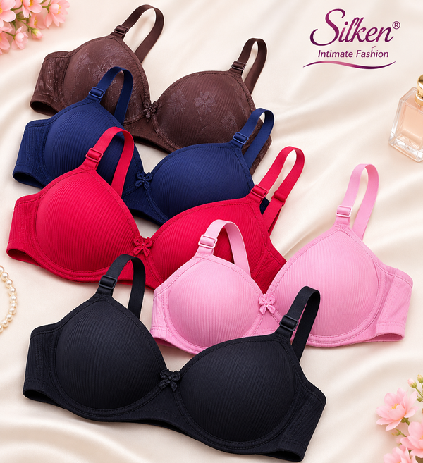 2-Pack aconomy Padded Bras – Everyday Comfort | Sizes 32-36 | Silken Intimate Fashion