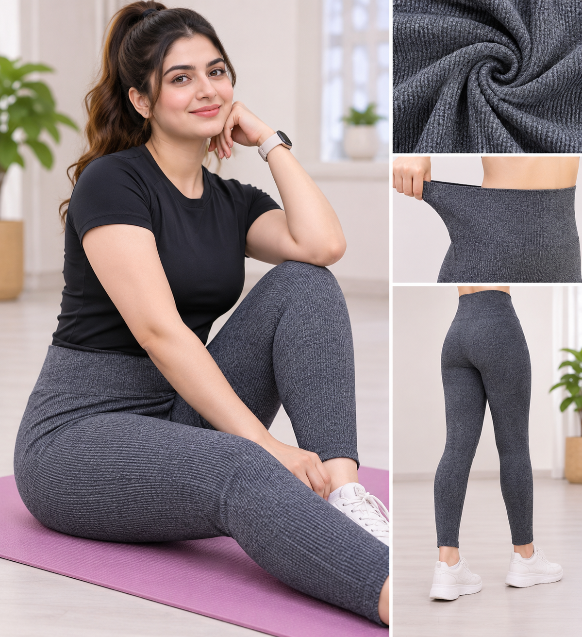Women's High Waist Stretchable Yoga Tights – Grey | Free Size