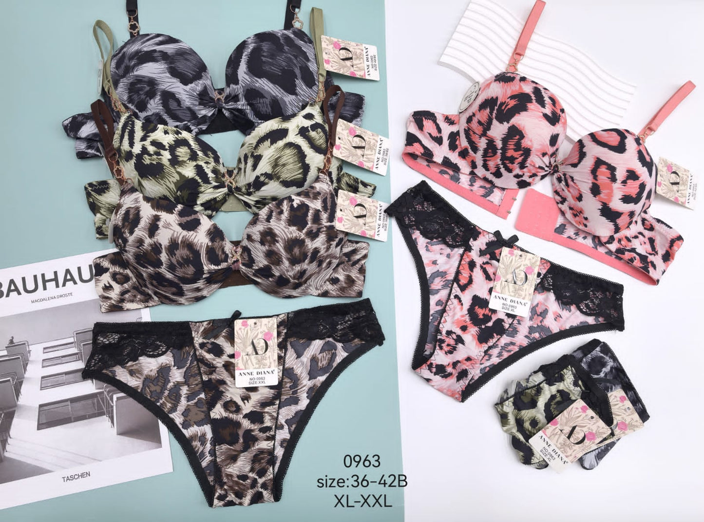 Luxury Leopard Print Padded Bra & Panty Set – Women’s Lingerie (36-42B)