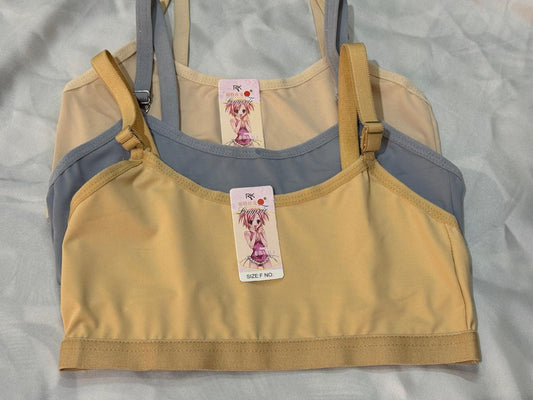 Teen age girls training bras with adjustable straps , Back hooks closure non padded, nylon soft fabric
