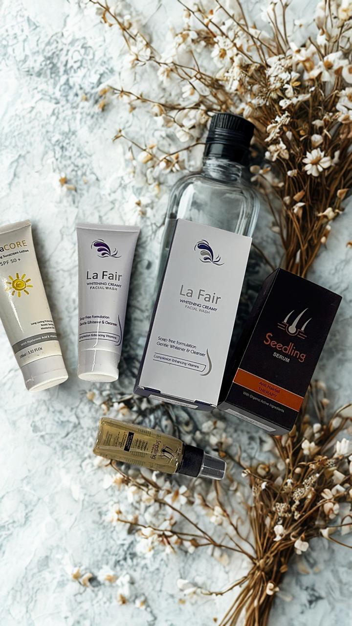 3-in-1 Skincare Bundle – Seedling Serum, La Fair Face Wash & Hexa Core Sunblock
