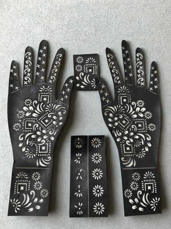 Reusable Mehndi Hand Stencil – Easy Arabic & Floral Henna Design for Eid, Weddings & Parties