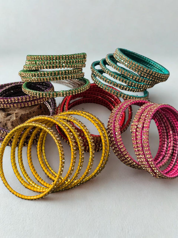 Women’s Crystal Studded Bangles – 7 Colors | Size Swa Du
