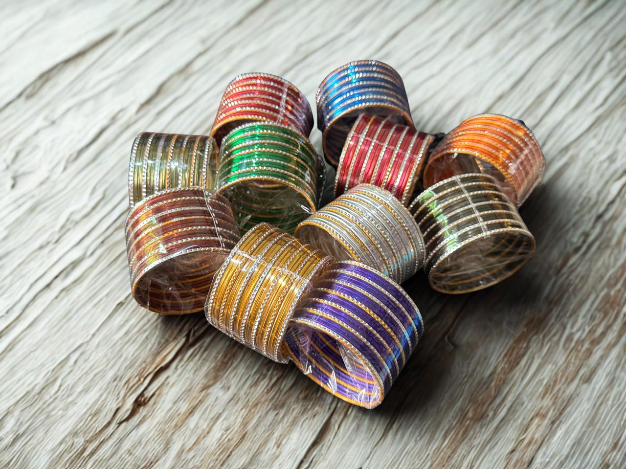 Kids Bangles Pack of 3 Sets – Random Color Selection | Traditional Fancy Bangles for Girls