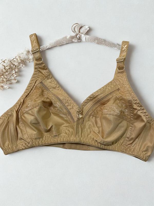 Classic Full Coverage Non-Wired Bra – Golden Beige | Jersey Fabric | Sizes 32–50 B-C Cup