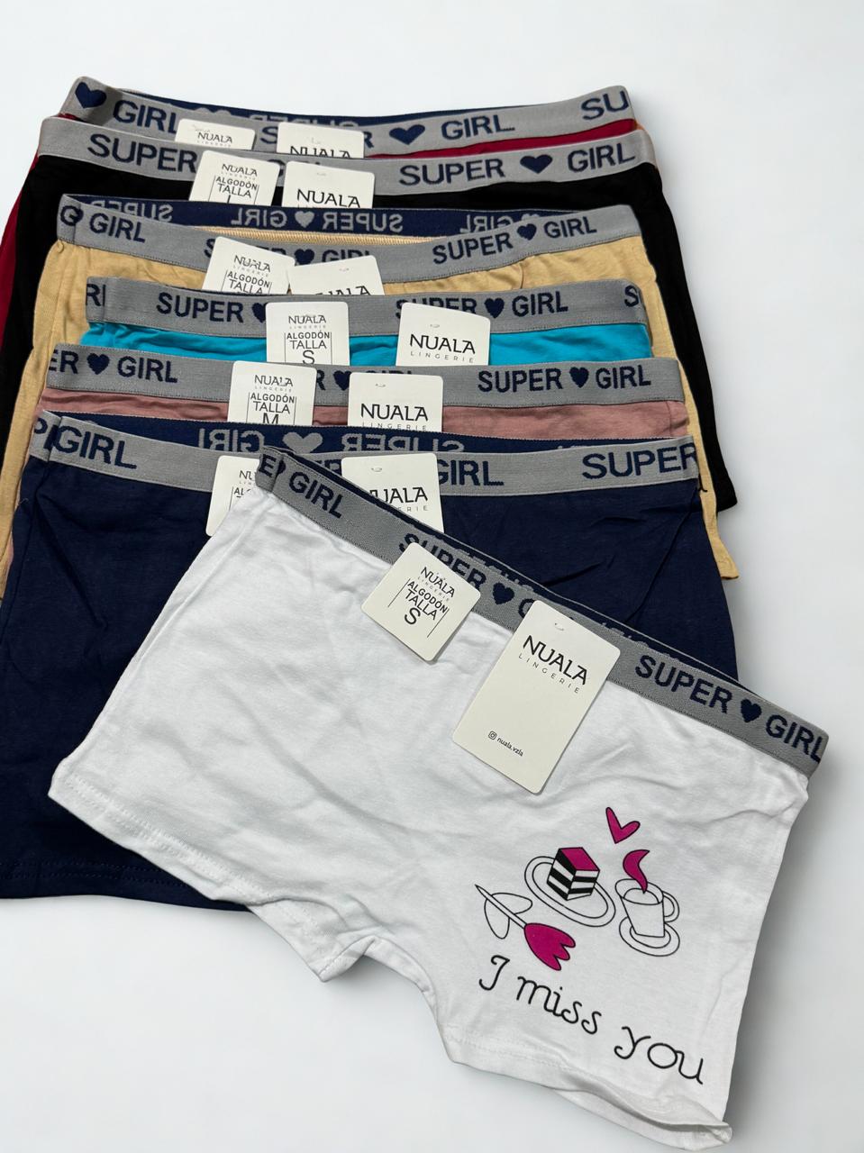 Pack of 2 Women’s Cotton Boxer-Style Panties – Super Girl Waistband (Sizes S, M, L)