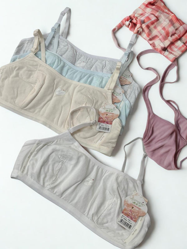 Teen Girls Cotton Bras – Pack of 2 | Adjustable Straps, Light Padded, Back Hooks |