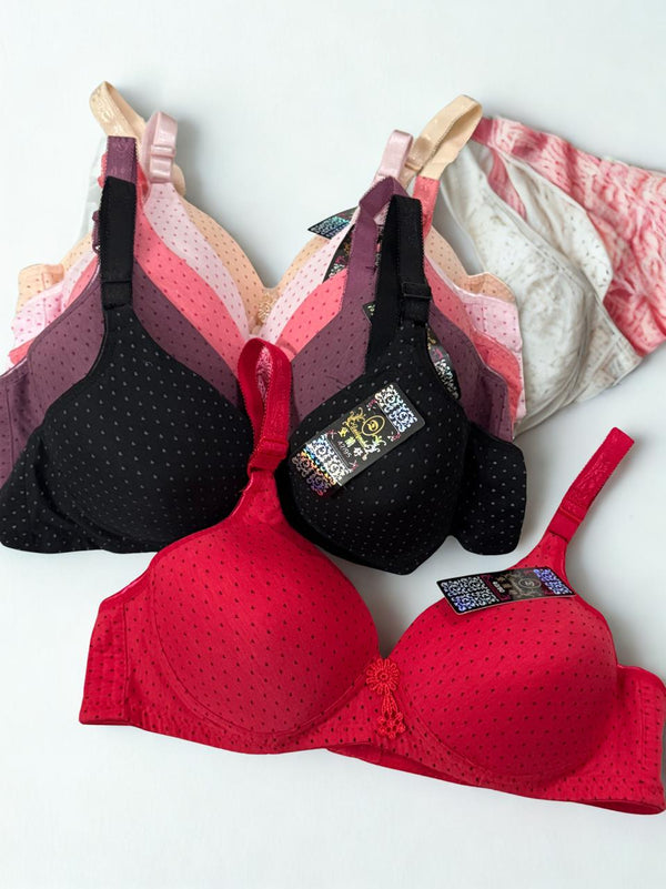 Cotton Dotted Print Padded Bras – Sizes 36–42 | Cup B & C