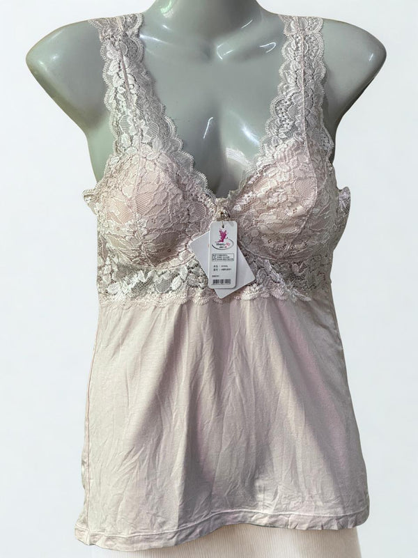 Elegant Lace Camisole Top – Soft Stretchy Fabric, Comfortable Nightwear for Women| Free Size|