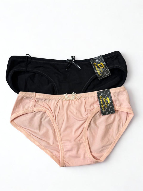 Pack of 2 Cotton Panties – Black & Skin Color | Small Size | Everyday Comfort Wear