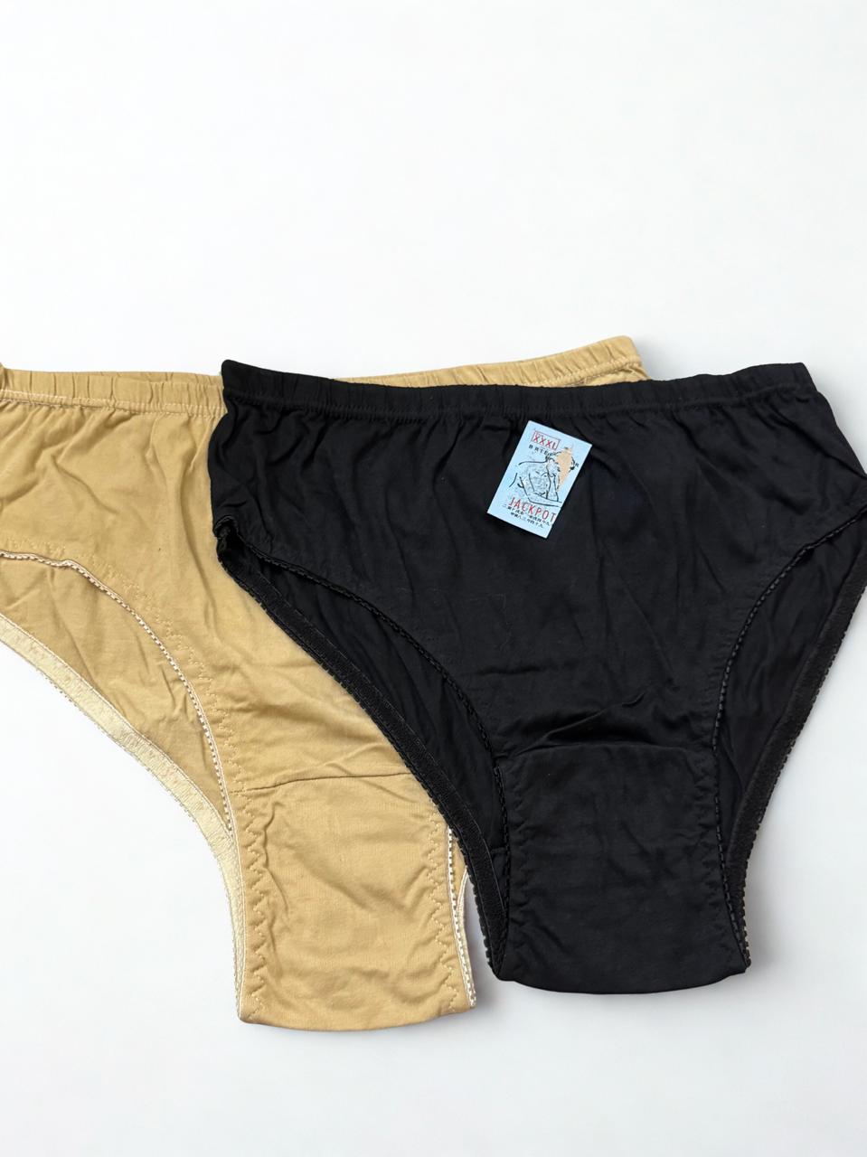 Pack of 2 Plus-Size Cotton Briefs – 3XL | Skin & Black | Soft & Comfortable Daily Underwear