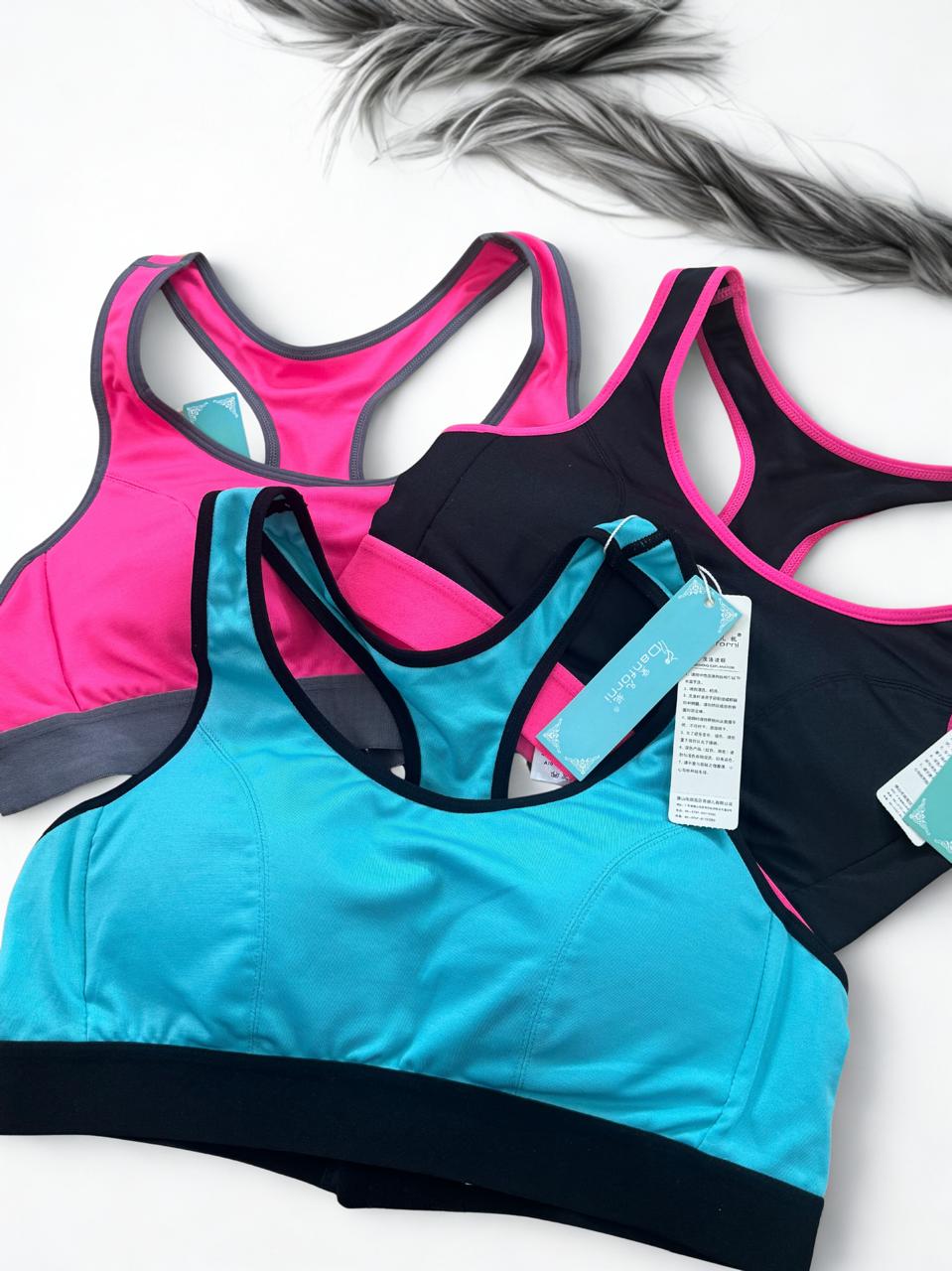 High Support Racerback Sports Bra for Women – Padded Gym & Active Wear (Random Colors)