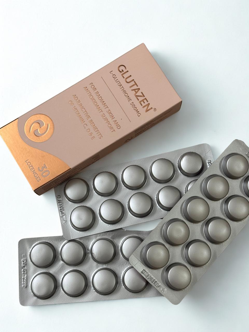 Glutazen L-Glutathione 500mg Lozenges – Skin Brightening & Antioxidant Support (30 Tablets)