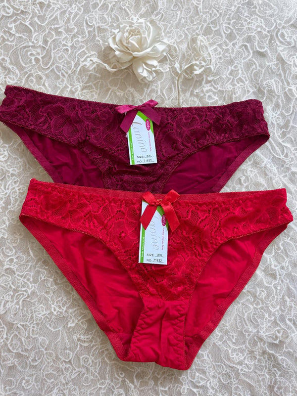 Pack of 2 Red & Maroon Lace Panties – Soft Comfortable Stylish Underwear (Free Size S–L)