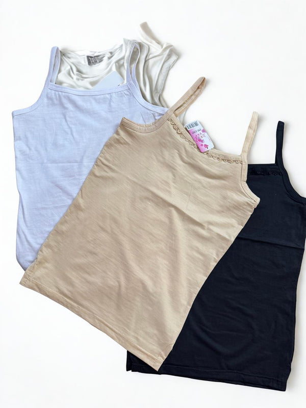 Pack of 3 Cotton Camisoles Soft Stretchable Women Innerwear Tank Tops S M L XL & XXL Pakistan