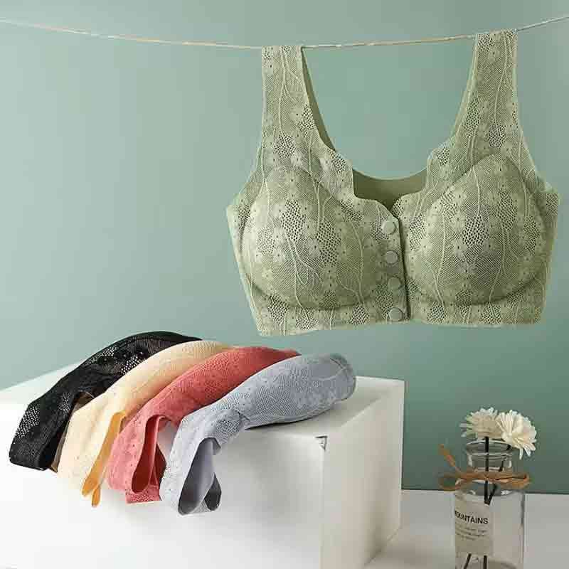 Silken Pack of 2 Front Open Lace Wireless Bra for Women | Soft Push-Up Comfort Bra Bundle