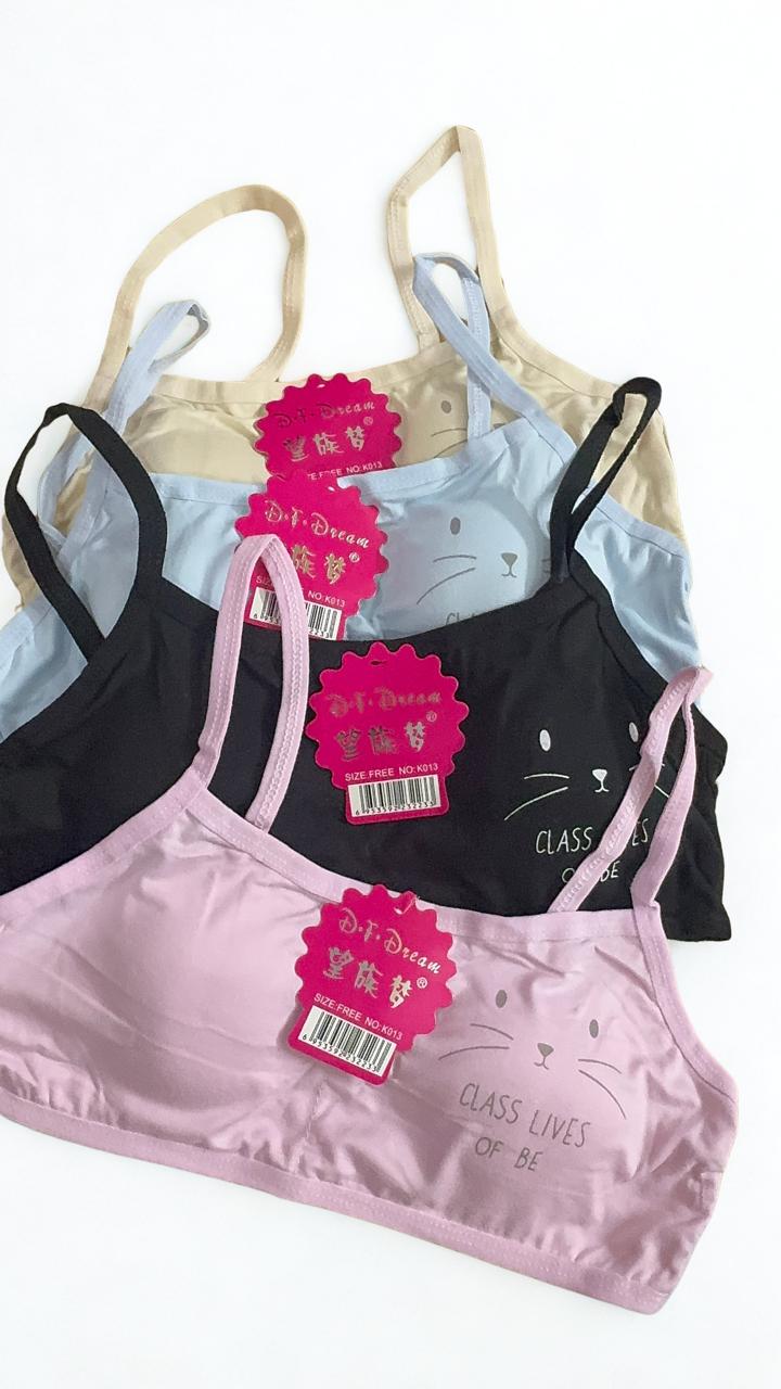 Pack of 4 Girls Training Bras with Removable Pads | Free Size | Soft Cotton Stretch | Random Colors